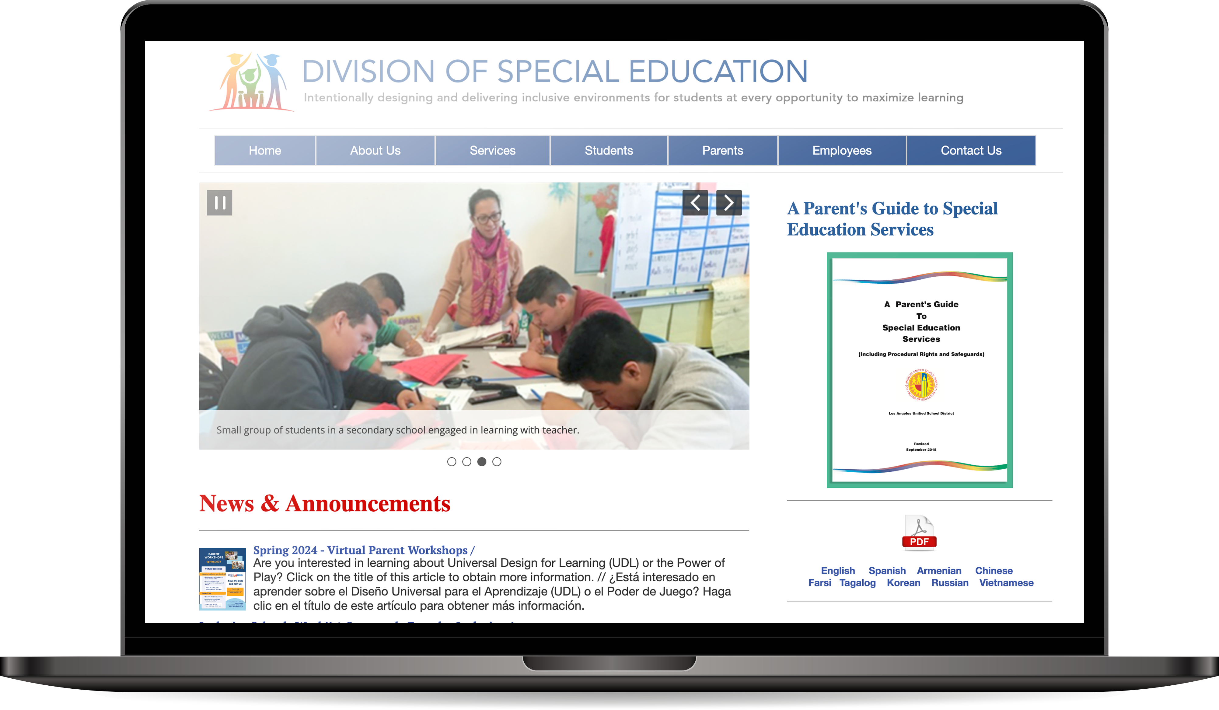 Division of Special Education's website